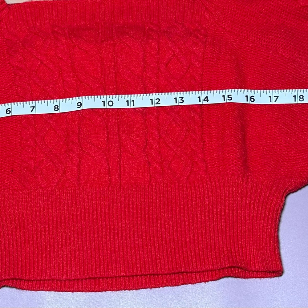 Mi Ami - Red Cropped Cable Knit Sweater - image 4